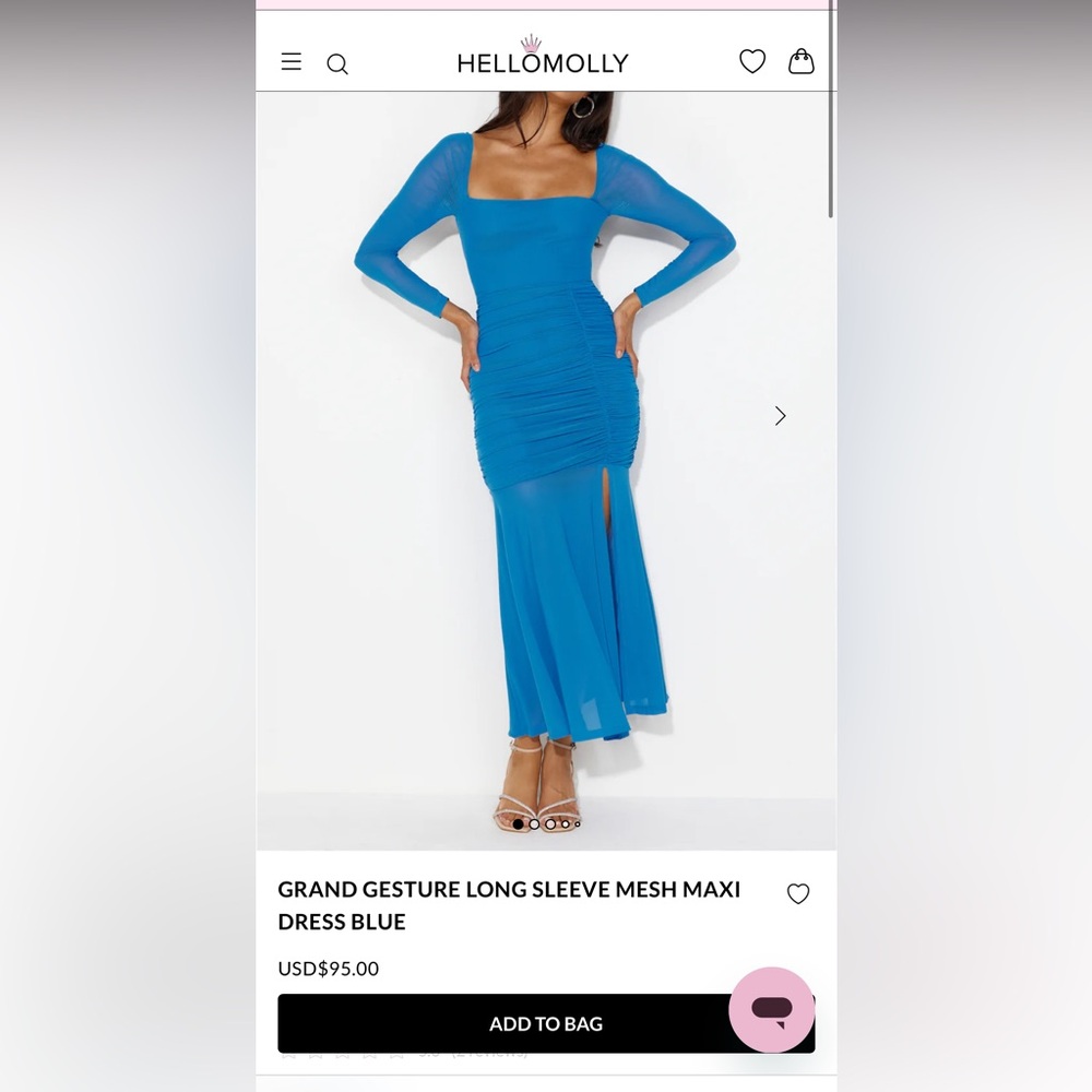 Hello Molly Blue Long Sleeve Midi Dress
